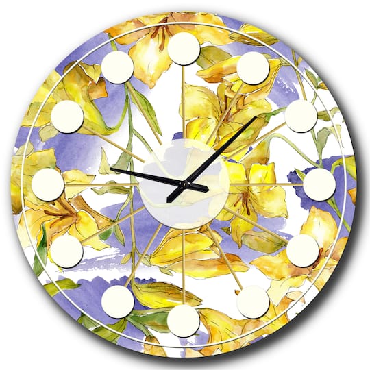 Designart 'Retro Handdrawn Poppies V Mid-Century Modern Wall Clock